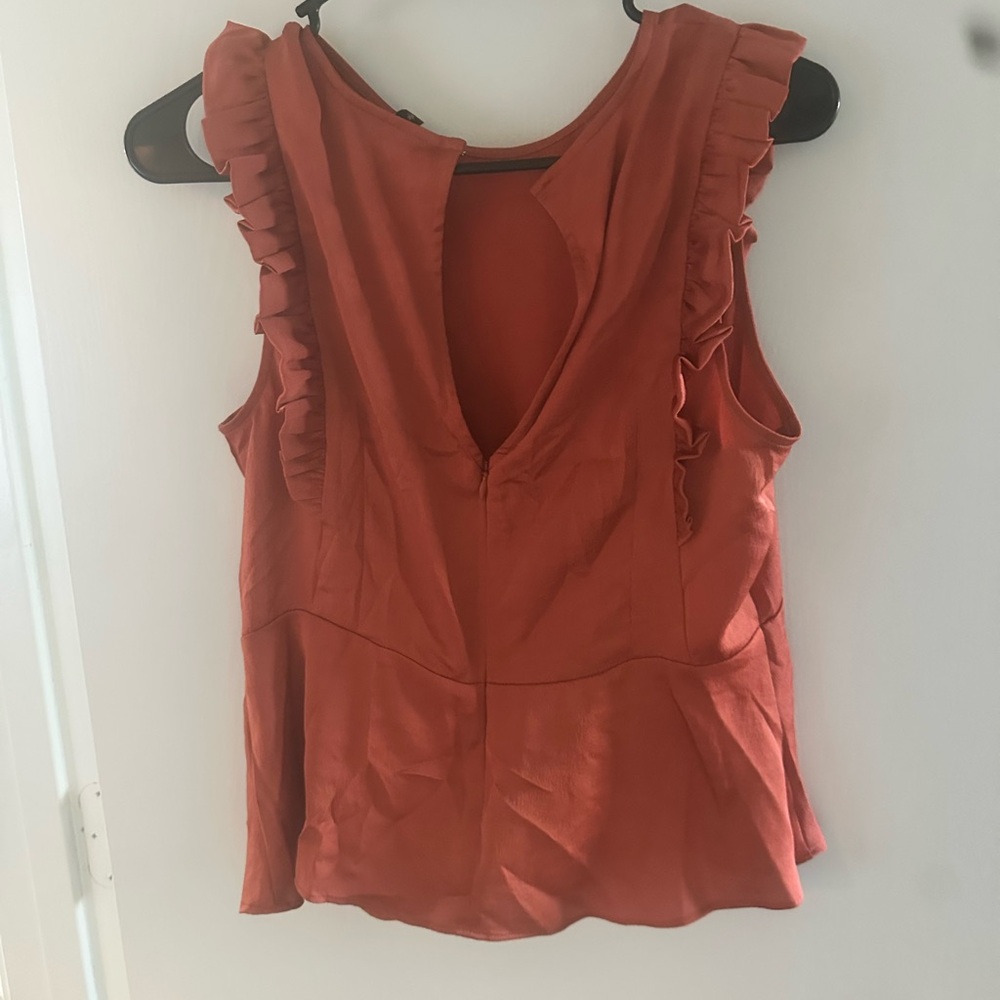 Express Ruffled Sleeveless Blouse - Rust - Picture 3 of 3